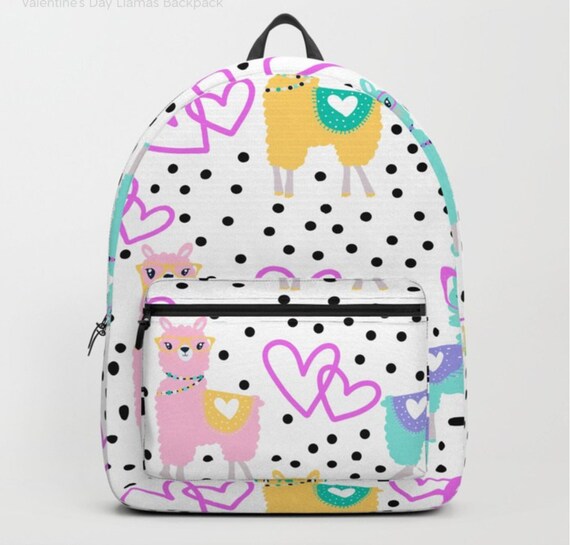 Llama Backpack llamas back to school Backpack pink hearts Etsy