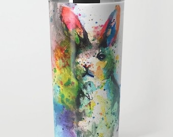 Bunny Coffee travel mug cute rabbit watercolor mug stainless steel travel mug Teacher gift cute travel mug gift for best friend personalized