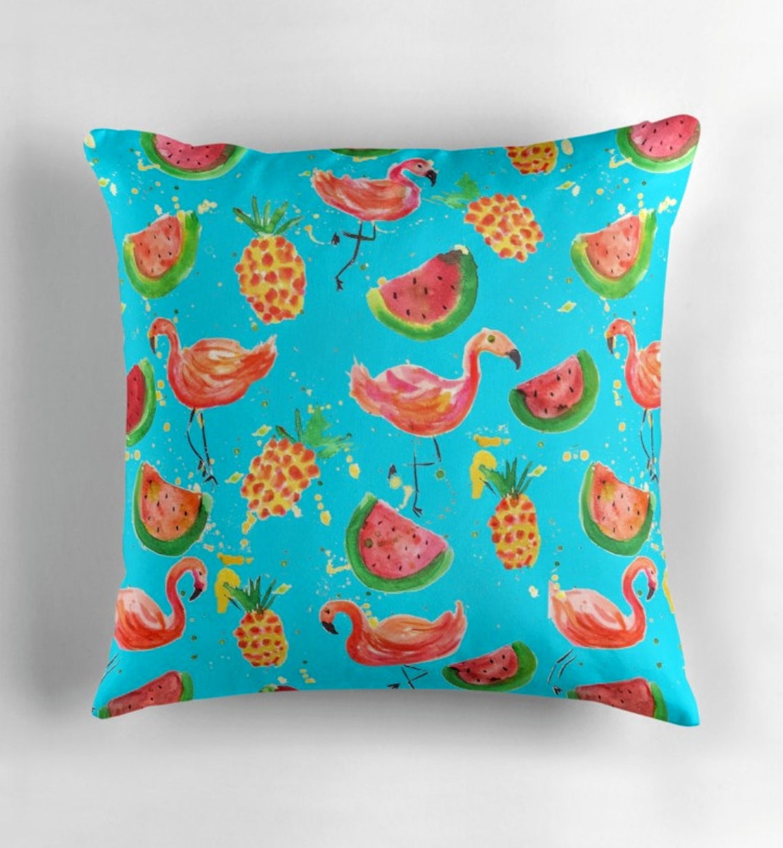 Flamingo Pillow Pineapples Pillow Turquoise cushion Lilly Etsy