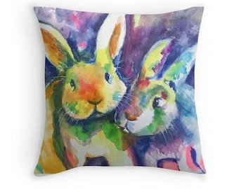 Rabbit pillow Bunny cushion gifts for girls gifts for grads animal pillow gift for best friend Rainbow pillow Bunnies pillow gift for dad