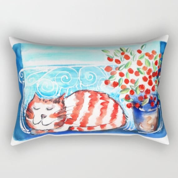 Ginger Cat pillow campus life dorm Sleepy Cat Pillowcase | Kids pillow