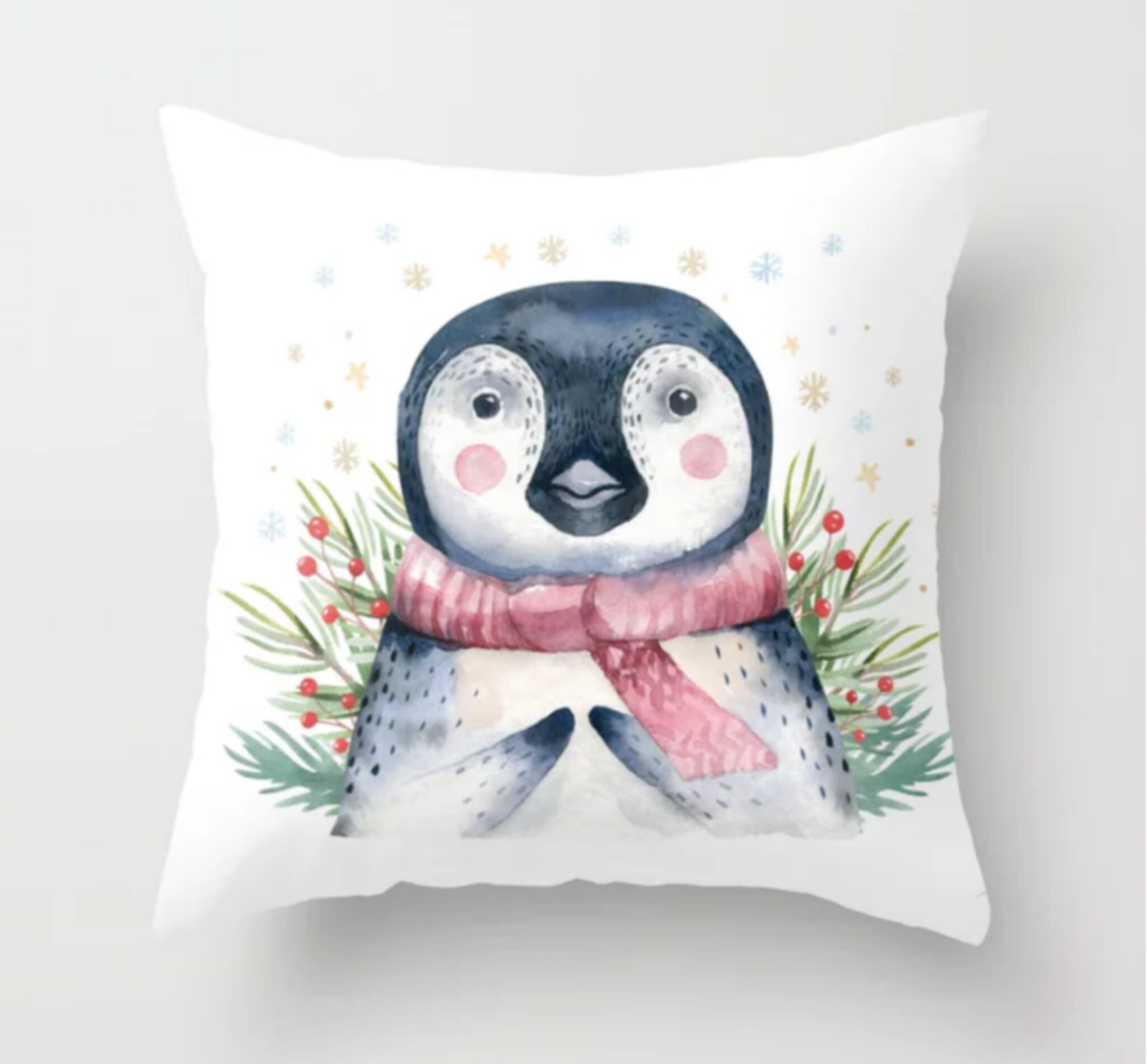 Christmas Penguin throw pillow Nursery Cushion Penguin Etsy