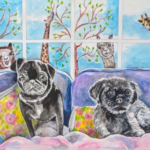 Custom Pet Portraits, dog mom gift mother's day gift Dog Portrait, Pet Painting, Dog Painting, Cat Portrait cat lovers Dog Portrait Painting