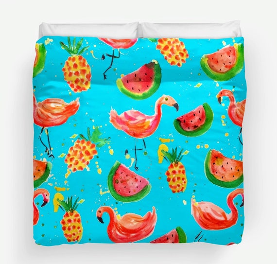 Watermelon Bedding Comforter Flamingo Bedding Set Flamingo Etsy