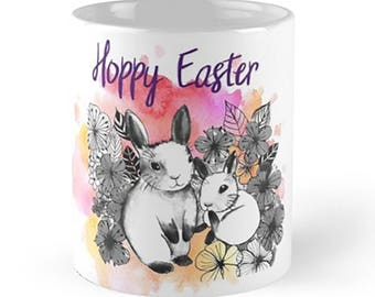Kaninkaffemugg HOPPY påsk kawaii kaninkaffe påskpresent present till mamma present till mamma påsk HOPPY vår HELLO vår kaninälskare mugg