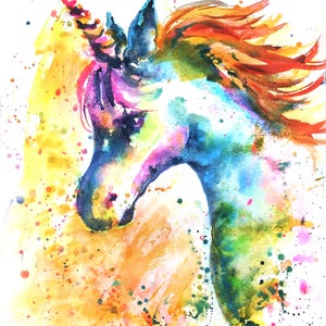 Unicorn painting print unicorn art unicorn gifts unicorn decor  unicorn wall print unicorn nursery  kids room kids room decor  shower gift