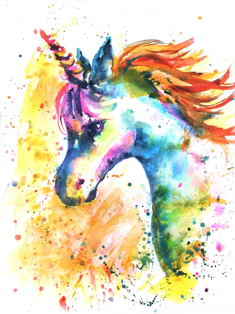 Как нарисовать единорога акварелью