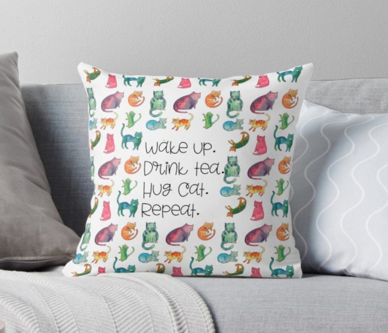 Cat lover Pillow Cat Lady Throw Pillow Cat lover pillow | Etsy