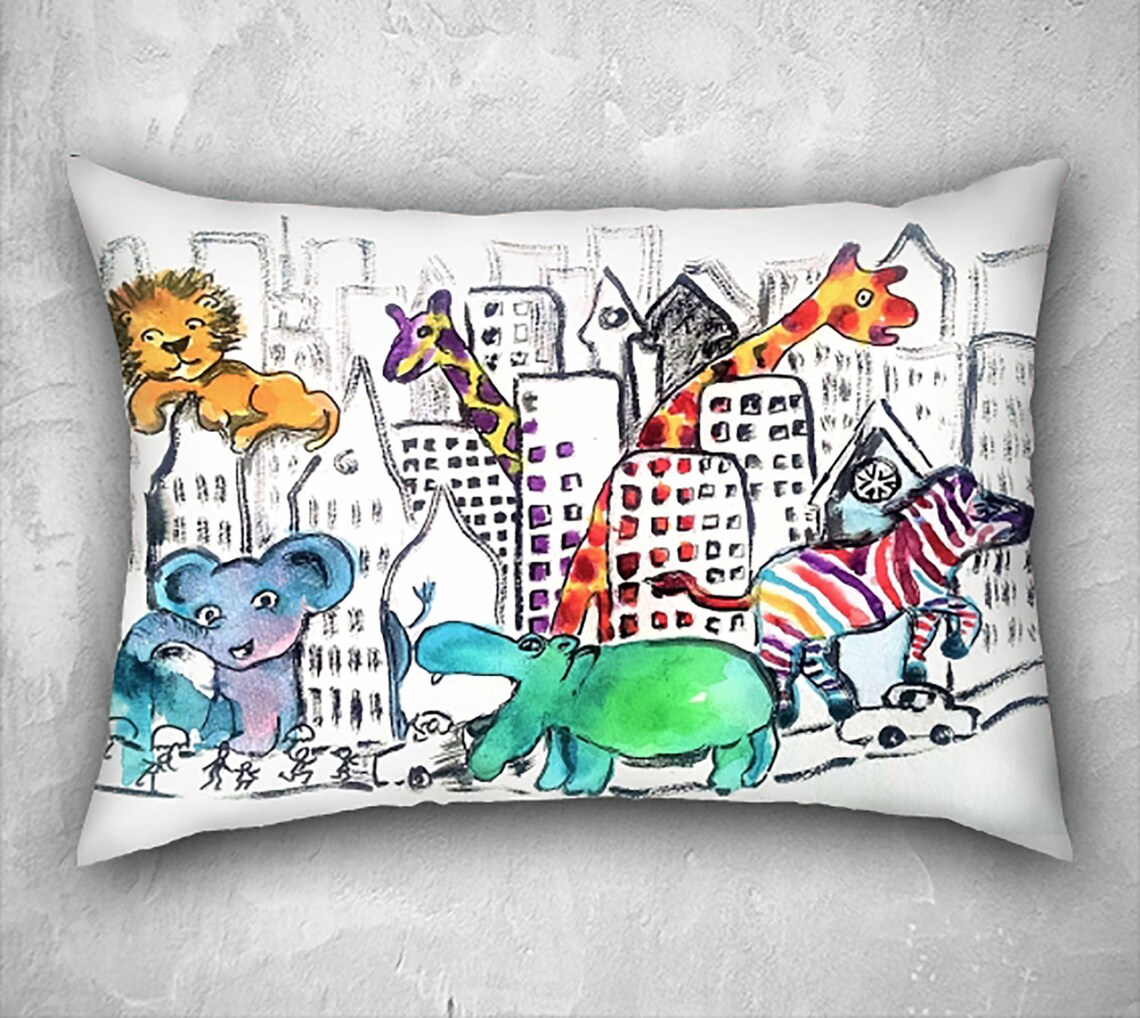 Zoo Pillow Animal Pillow Covers Nursery Pillows Nursery Etsy