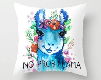 Llama Pillow Llama Gift No probllama funny Pillow Gift For Her Llama Cute Housewarming Gift Rustic Home Decor Decorative Pillow Kawaii