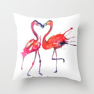 Two Flamingos Kissing, Flamingo Kiss Pillow, Pink Flamingo Pillow, Flamingo Decor, Pink Flamingo Love,  Flamingo Heart, Love Pillow, Love