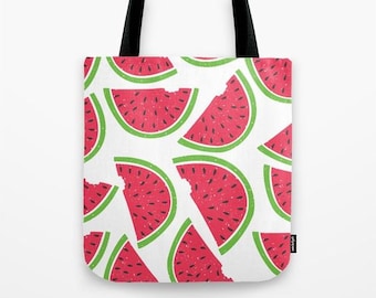 Watermelon Bag Summer Tote Bag Watermelon beach bag Watermelon canvas bag, market bag best friend gift watermelon slices watermelon design