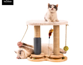 Leckerli für Katzenspielzeug aus Holz, Kratzbaum für Katzen, interaktives Kätzchenspielzeug aus Sisal, doppelspurige Schleifkrallen, modernes Geschenk für Katzenmöbel