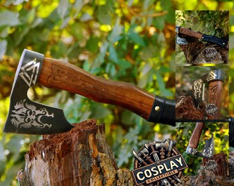 Handmade Forged Carbon Steel Viking Axe with Ash Wood Shaft, Wedding Gift, Axe, Axes Best Birthday & Anniversary Gift For Him, Personalized