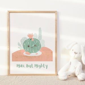 Mini But Mighty Kaktus Druck Positive Affirmation Wandkunst für Kinder Inspirational Prints für Kinderzimmer Wanddekoration