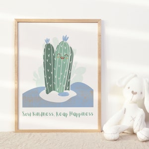 Kindness-Kaktus-Druck, positive Affirmations-Wandkunst für Kinder, inspirierende Drucke für die Wanddekoration im Kinderzimmer
