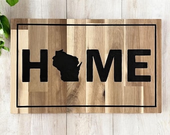 Wood Wisconsin State Home Sign | Rustic Wall Decor