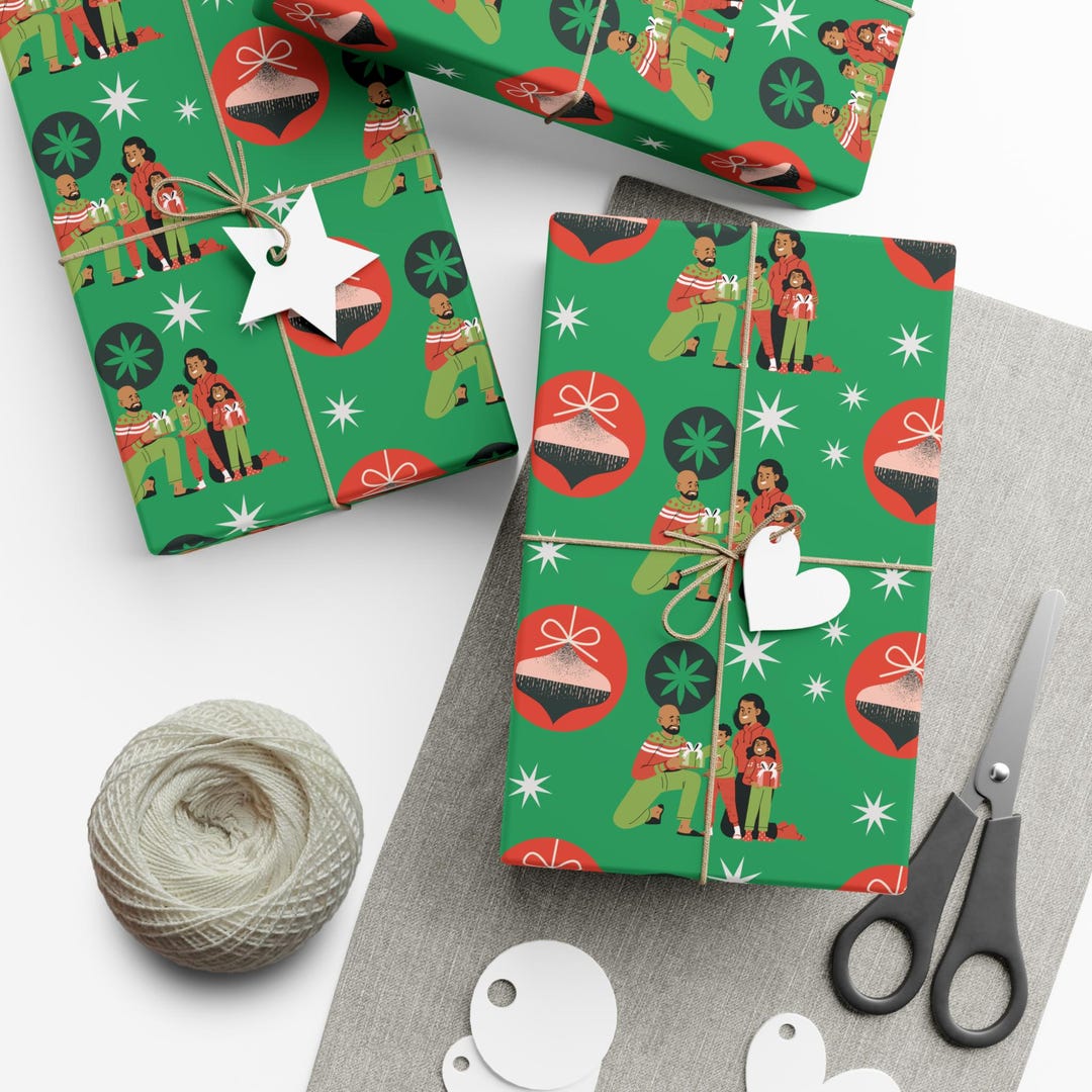 Festive Gift Wrap Papers | Holiday Gift Wrapping, Black Family - Etsy