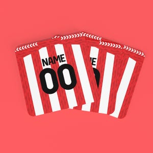Gepersonaliseerde Sunderland-voetbalonderzetter in huisstijl, 9 x 9 cm mdf-cadeau voetbalfan met kurk en achterkant