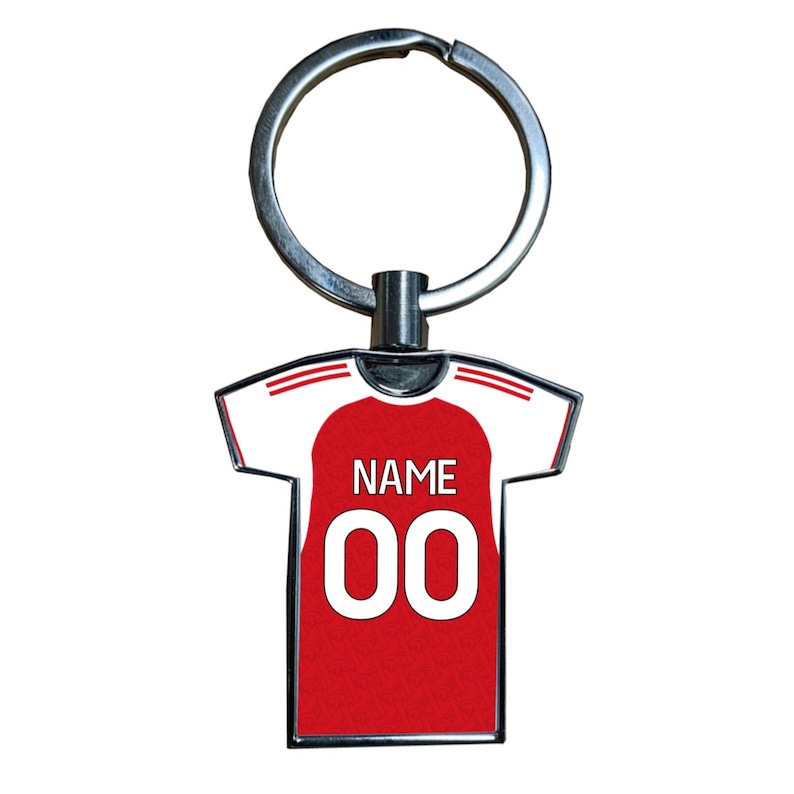 Personalised Arsenal Football 2025/26 Home Kit Style Metal Shirt Keyring – Fan Gift image 4