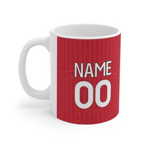 Personalised Liverpool Football 11oz Ceramic Shirt Mug | 24/25 Home Kit Inspired Style Football Fan Gift