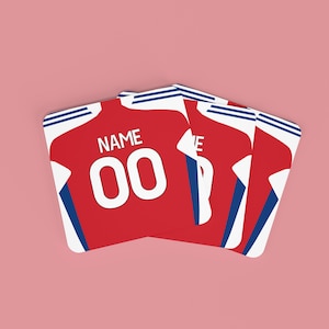 Personalisierter Argentinien Fußball 2024/25 Stil Untersetzer, 9 cm x 9 cm MDF Kork-Rückseite Fußballfan Geschenk