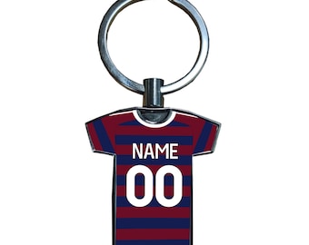 Personalisierte Newcastle Fussball Auswärtstrikot Stil Metall Shirt Schlüsselanhänger - Fan Geschenk