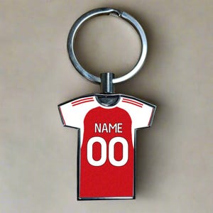 Personalised Arsenal Football 2025/26 Home Kit Style Metal Shirt Keyring – Fan Gift image 3