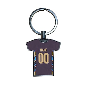 Personalised England Football Away Kit Style Metal Shirt Keyring – Football Fan Gift