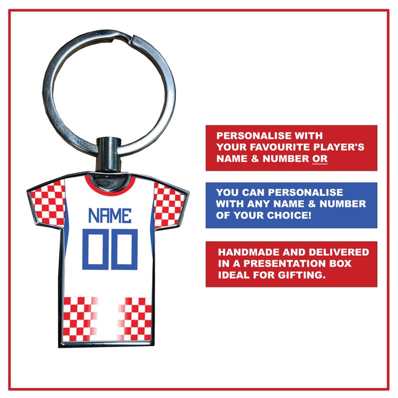 Personlig nyckelring i metall för Kroatiens fotbollströja | VM-fanpresent bild 5