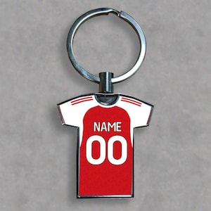 Personalised Arsenal Football 2025/26 Home Kit Style Metal Shirt Keyring – Fan Gift image 2