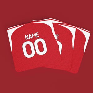 Personalised Arsenal Football 2025/26 Style Coaster, 9cm x 9cm MDF Cork Backed Football Fan Gift
