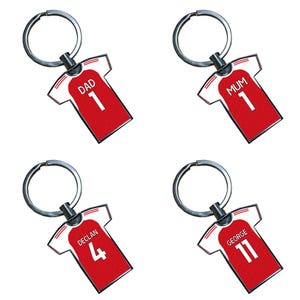 Personalised Arsenal Football 2025/26 Home Kit Style Metal Shirt Keyring – Fan Gift image 5