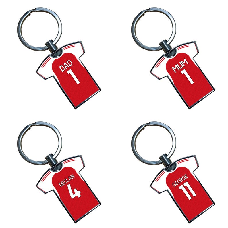 Personalised Arsenal Football 2025/26 Home Kit Style Metal Shirt Keyring – Fan Gift image 5