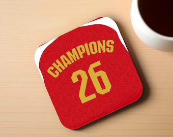 Paris CHAMPIONS 26 Untersetzer - Fußball-Trikot für die Sieger der Playoffs, Fangeschenk mit MDF-Kork-Rückseite