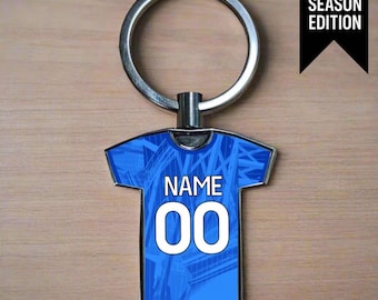 Personalised Chelsea Football 2025/26 Home Kit Style Metal Shirt Keyring – Fan Gift