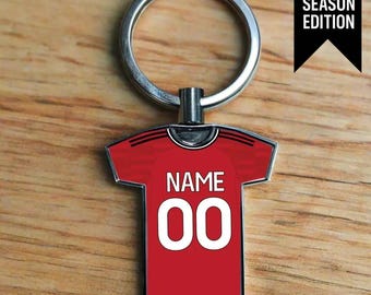 Personalised Man Utd Home Kit Metal Keyring – Football Fan Gift