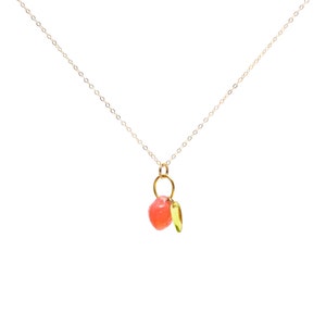 Pink Strawberry Czech Glass Fruit Necklace 14K gold image 1