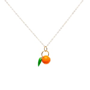 Orange Czech Glass Fruit Necklace 14K gold