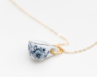 Tiny Teacup Pendant Necklace 14K gf