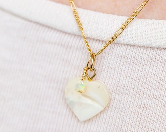 Vintage Heart and opal gold necklace