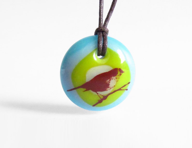 Bird on a Branch Necklace, mom from daughter, bird lover gift, mom necklace bird, little bird necklace, songbird necklace, cadeau maman Olive / Blue / Aqua