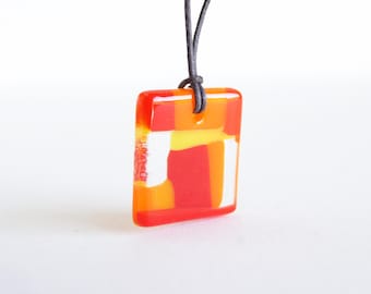 Abstract Wearable Art Jewelry - Selection of Colorful One-of-a-Kind Pendant Necklaces, Handmade Kiln-Fired Glass.