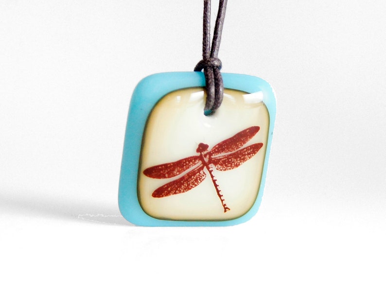 Dragonfly Necklace, dragonfly jewelry, gift for niece, big sister gift, dragonfly wings, dragon fly Caramel / Aqua