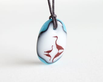 Herons Necklace, mom from daughter, Water Bird Pendant, lake bird jewelry, cadeau maman