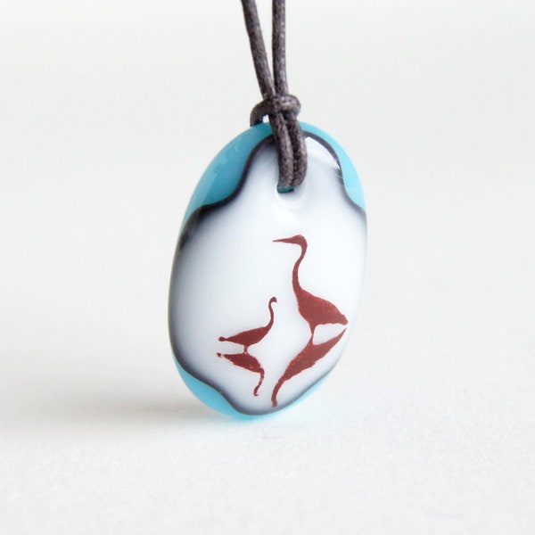 Herons Necklace, mom from daughter, Water Bird Pendant, lake bird jewelry, cadeau maman