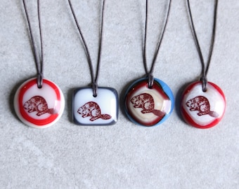Beaver Necklace, woodland pendant, beaver jewelry, Canada Day, totem animal, hiking necklace, castor, Canadiana