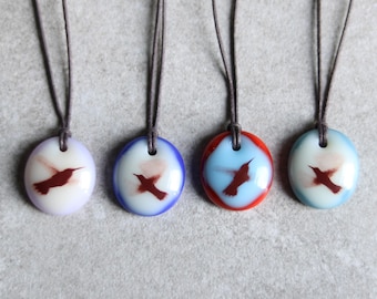 Hummingbird Necklace – Small Bird Necklace, Fused Glass Hummingbird Jewelry - Gift For Her