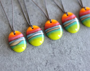 Oval Sunset Necklace in Kiln-Fired Glass