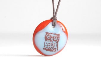 Owl Necklace cute bird jewelry, owl lover gift for niece daughter, colourful charm pendant, nature lover necklace, jewelry under 50